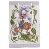 フェアリーガーデンヴィンテージパープルボウNパッションフラワー ミディアムペーパーバッグ (裏面)