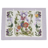 フェアリーガーデンヴィンテージ弓n紫の情熱の花 ラージペーパーバッグ (正面)