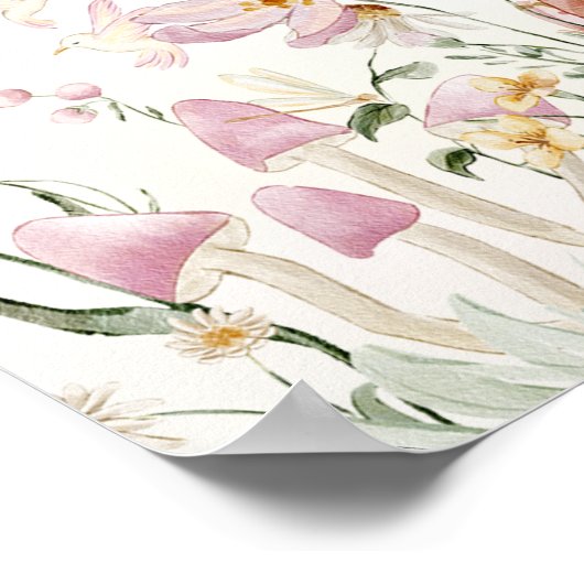 フェアリーガーデン誕生日ウェルカム ポスター (角)