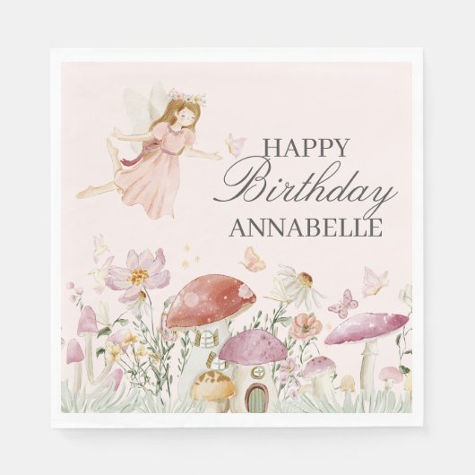 フェアリーガーデン誕生日ナプキンパーティーデコールフリット スタンダードランチョンナプキン (正面)