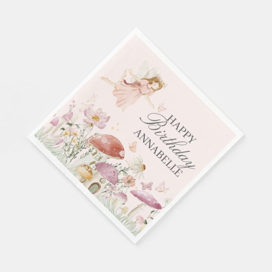 フェアリーガーデン誕生日ナプキンパーティーデコールフリット スタンダードランチョンナプキン (角)