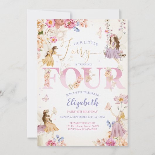 フェアリーガーデン誕生日 招待状 (正面)