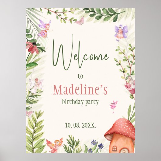 フェアリーガーデン魅惑された森の歓迎サイン ポスター (正面)