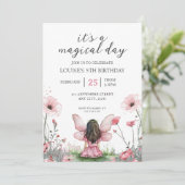 フェアリーガールガーデンピンク誕生日 招待状 (スタンド正面)