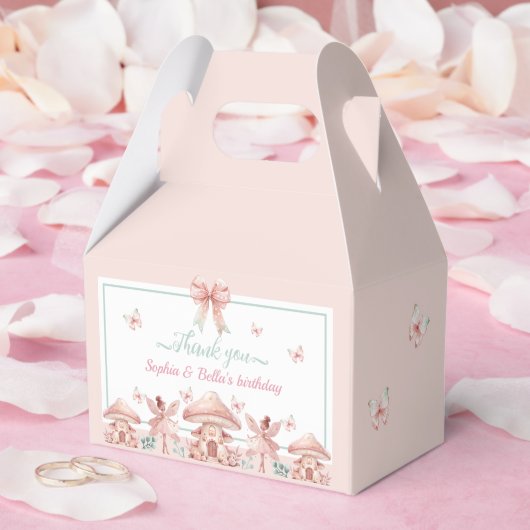 フェアリーガールズマッシュルームハウスリボンツインズ誕生日 フェイバーボックス (ウェディング)