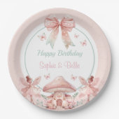 フェアリーガールズマッシュルームハウスリボンツインズ誕生日 ペーパープレート (正面)