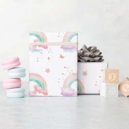フェアリーガールレインボー魔法ティーポット誕生日 ラッピングペーパー