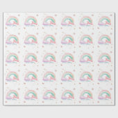 フェアリーガールレインボー魔法ティーポット誕生日 ラッピングペーパー (フラット)