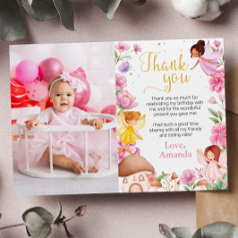 フェアリーガール誕生日写真サンキューカード サンキューカード