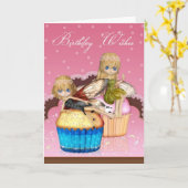 フェアリーケーキ誕生日グリーティングカード カード (黄色い花)