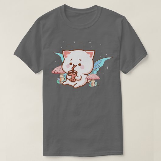 フェアリーコアエステティックフェアリーかわいいキャットドリンクバブ Tシャツ (デザイン正面)