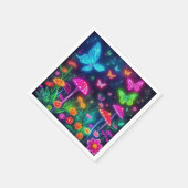 フェアリーコア – 蝶の花とキノコ スタンダードカクテルナプキン (角)