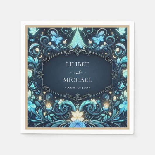 フェアリーコア Save the Date おとぎ話 グローアップ フェアリー スタンダードカクテルナプキン (正面)