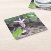 フェアリースリッパーオーキッドフラワー スクエアペーパーコースター (アングル)