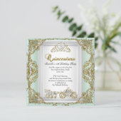 フェアリータキンセアニェラ15誕生日ミントグリーン 招待状 (スタンド正面)