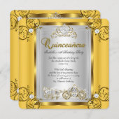 フェアリータキンセアニェラ15th誕生日イエロー金ゴールド 招待状 (正面/裏面)