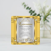 フェアリータキンセアニェラ15th誕生日イエロー金ゴールド 招待状 (スタンド正面)