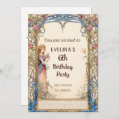 フェアリータプリンセス誕生日招待状 セーブザデート (正面/裏面)