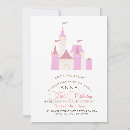 フェアリータールカステルプリンセスファーストバースデーパーティー 招待状 (正面)
