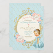 フェアリータール王室のプリンセス赤面金ゴールドアクアガール 招待状 (正面/裏面)