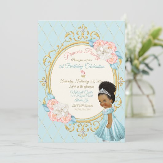 フェアリーター王室のルプリンセスピンクアクアガールエスニック 招待状 (スタンド正面)