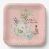 フェアリーティーパーティーベビーシャワーデコパーソナライズされたア ペーパープレート (正面)