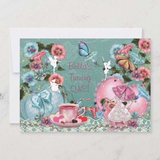 フェアリーティーパーティー誕生日招待状 招待状