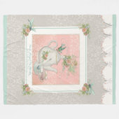 フェアリーティーポットドラゴンフライクリブベビー名パーソナライズされた フリースブランケット (正面(横))