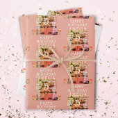 フェアリーテリードアフラワースケッチガールハッピーバースデー ラッピングペーパーシート