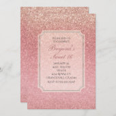 フェアリーテリーピンクグリッタースウィート16パーティの招待状 招待状 (正面/裏面)