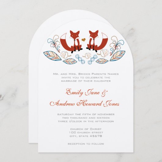 フェアリーテリーフォレストキツネ結婚式招待状 招待状 (正面/裏面)