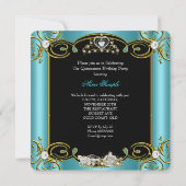 フェアリーテレキンセアニェラ15th誕生日ティール（緑がかった色）ブルー 招待状 (裏面)