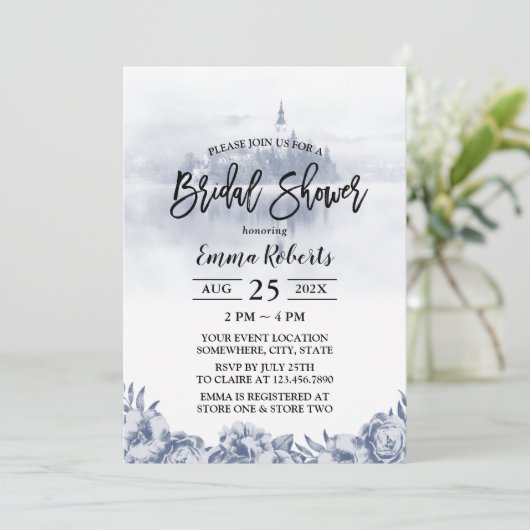 フェアリーテールミスティレイクヴィンテージフローラブライダルシャワー 招待状 (スタンド正面)