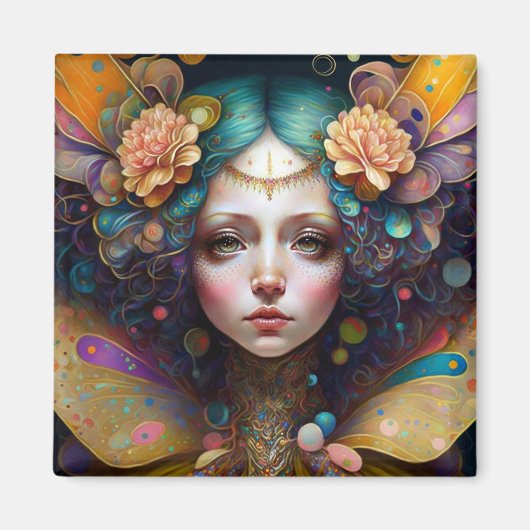 フェアリートリップ(幻覚体験)のようなファンタジーアート マグネット (正面)