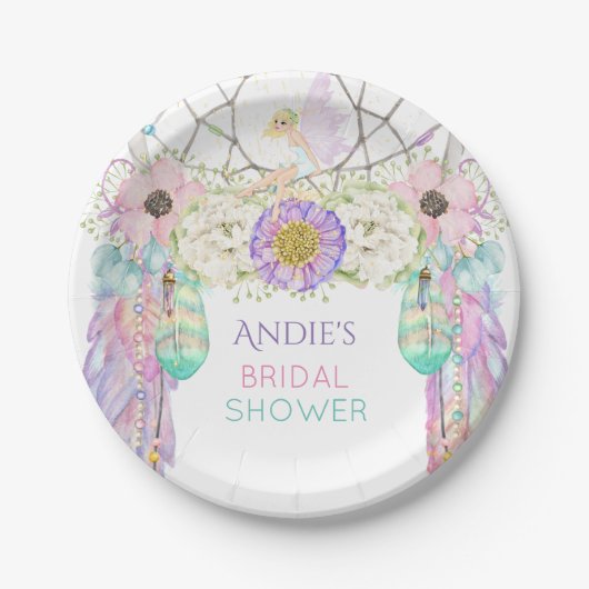 フェアリードリームキャッチャーBoho羽の結晶 ペーパープレート (正面)