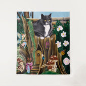 フェアリーハウスガーデンキャット タペストリー (正面)