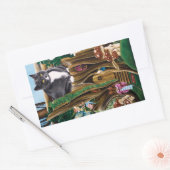 フェアリーハウスガーデンキャット 長方形シール (封筒)