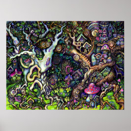 フェアリーハウスズヴィレッジツリーズマリアンヌOアートプリント ポスター