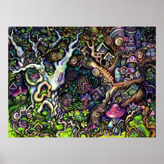 フェアリーハウスズヴィレッジツリーズマリアンヌOアートプリント ポスター (正面)