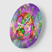 フェアリーバタフライウィングスハウススターダスト魔法 ラージ壁時計 (傾斜)