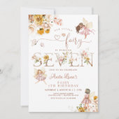 フェアリーバタフライマジカルワイルドフラワー7th誕生日 招待状 (正面)