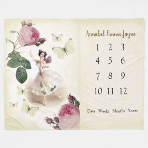 フェアリーバレリーナベビー1年目のマイルストーンブランケット  フリースブランケット