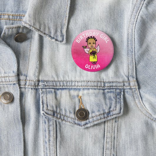 フェアリーパーソナライズされたかわいらし誕生日ガール 缶バッジ (インサイチュ)