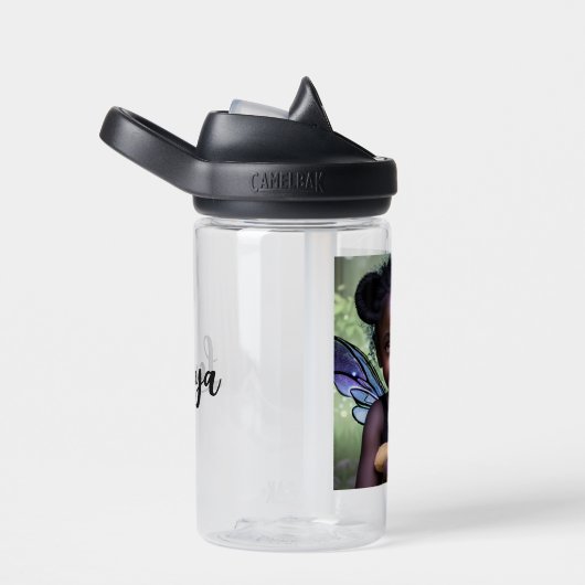 フェアリーパーソナライズされたガールとテディベア ウォーターボトル (右面)