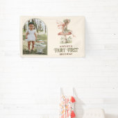 フェアリーパーソナライズされたファースト写真ピンク1歳 横断幕 (インサイチュ)