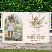 フェアリーパーソナライズされたファースト写真ピンク1歳 横断幕