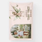 フェアリーパーソナライズされたファースト写真ピンク1歳 横断幕 (縦)