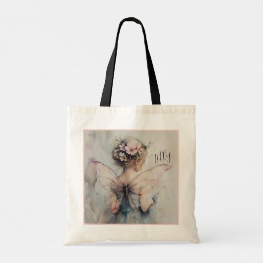 フェアリーパーソナライズされたフラワーガールトートカスタムウェディング トートバッグ (裏面)