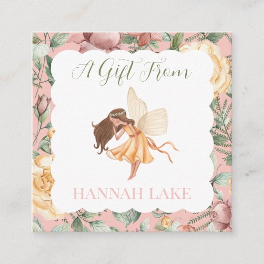 フェアリーパーソナライズされたプリンセスフローラガールズギフト エンクロージャーカード (正面)