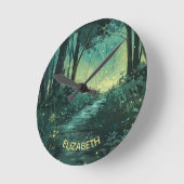 フェアリーパーソナライズされたライトフォレスト ラウンド壁時計 (傾斜)